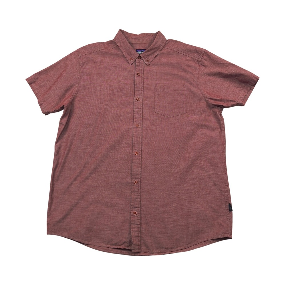 Patagonia Mens XL Red Organic Cotton Short Sleeve Button Down Shirt 581
